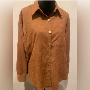 Brand New Brown Button-Up Shirt (Size XL)